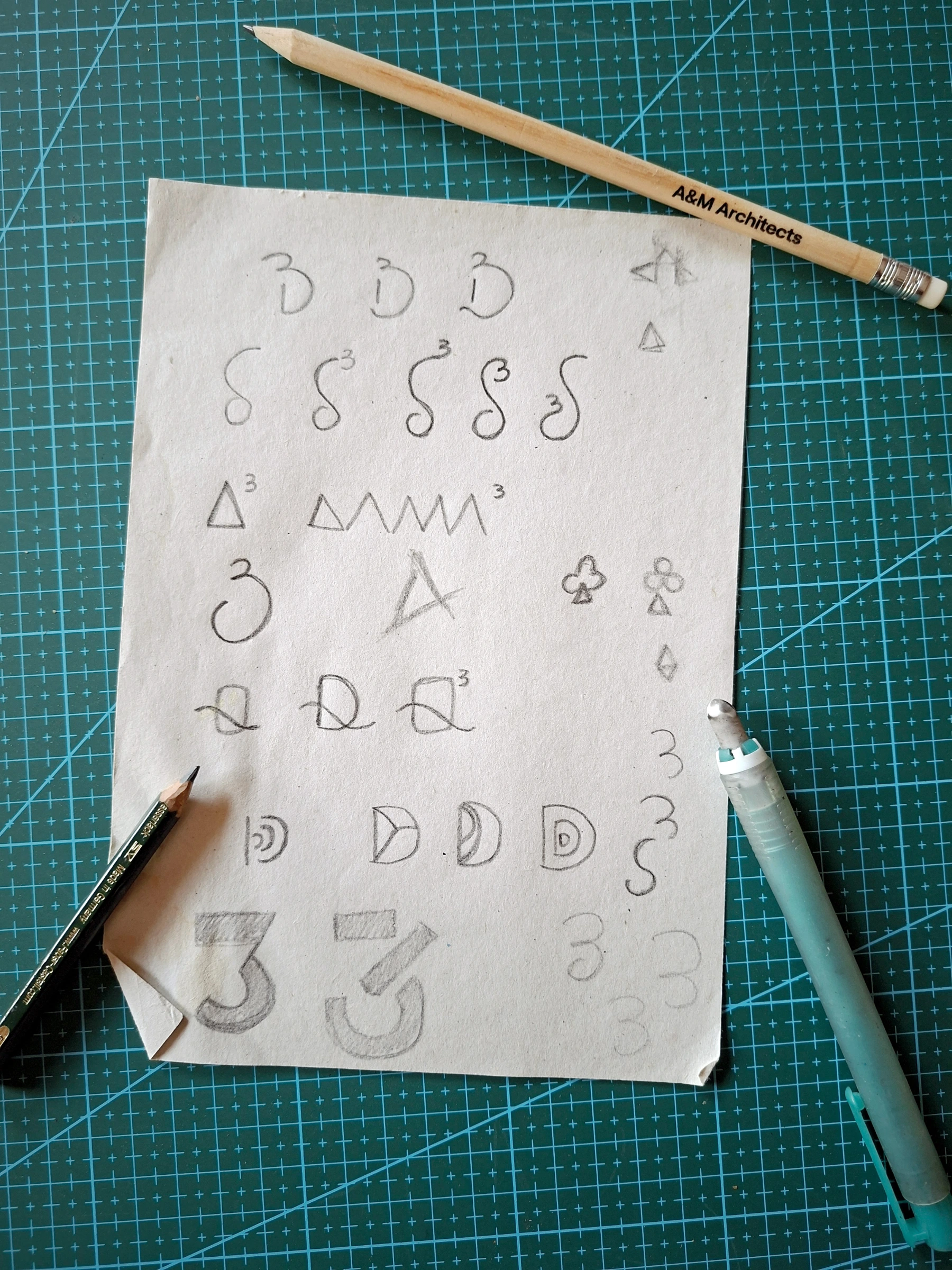 First pencil sketches of the Δ and its ³